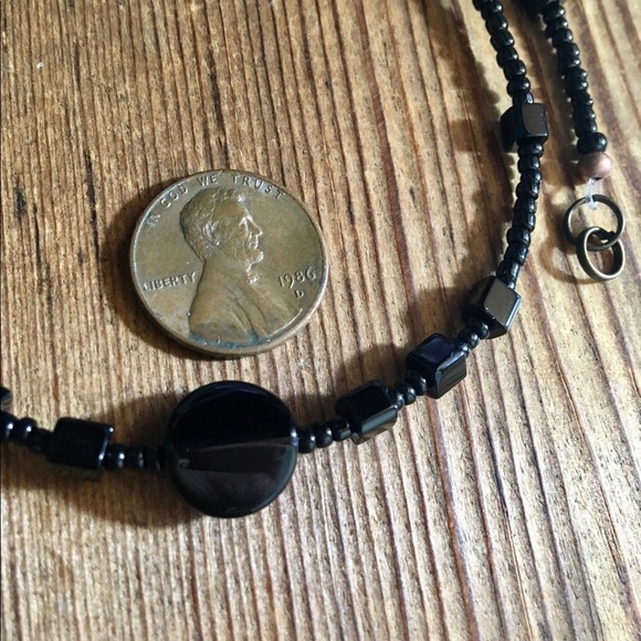 Ladies Black Beaded Necklace,  Handmade Ladies Necklace,  Black Ladies Necklace - Picture 4 of 5